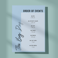  BIG DAY, ORDER OF EVENTS | EDITABLE TEMPLATE