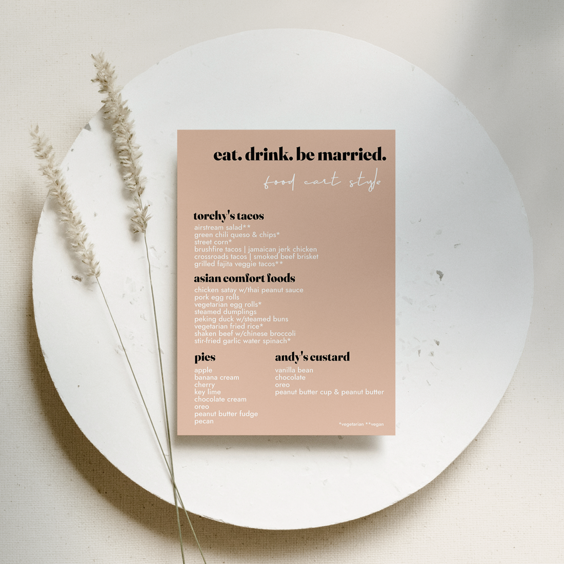  EAT. DRINK. BE MARRIED. DINNER MENUS | EDITABLE TEMPLATE