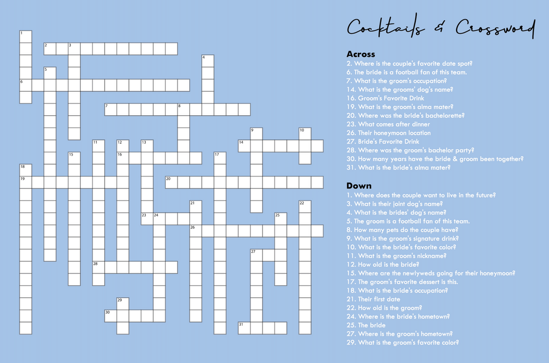  PERSONALIZED CROSSWORD PUZZLE | DOWNLOADABLE PRINT