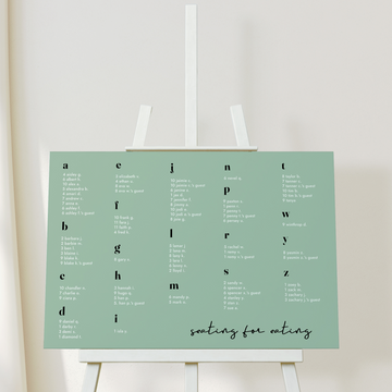  SEATING FOR EATING CHART (ALPHABETICAL) | EDITABLE TEMPLATE